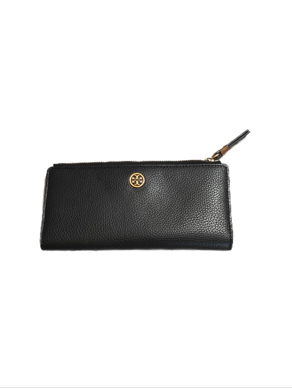 Tory Burch Black Pebbled Leather Zip Wallet w/ COA